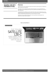 Toshiba Satellite L50 PSKWAA Detailed Specs for Satellite L50 PSKWAA-01100J AU/NZ; English