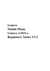 Lenovo A2010-a Lenovo A2010-a Web Regulatory Notice