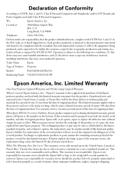 Epson VS315W Warranty Statement