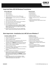 Oki MC160MFP Important Note: MC160 Windows7 Installation