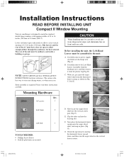 Frigidaire GAC102P1A Installation Instructions