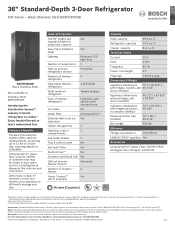 Bosch B36FD50SNB Product Spec Sheet