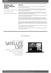 Toshiba L50 PSKLNA-00P001 Detailed Specs for Satellite L50 PSKLNA-00P001 AU/NZ; English