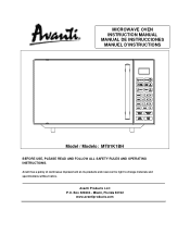 Avanti MT81K1BH Instruction Manual