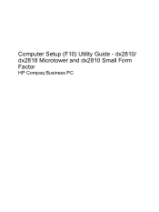 HP dx2818 Computer Setup (F10) Utility Guide