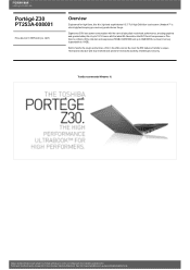 Toshiba Portege Z30 PT253A-008001 Detailed Specs for Portege Z30 PT253A-008001 AU/NZ; English