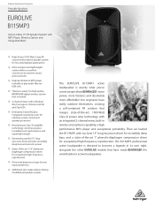 Behringer B115MP3 Product Information Document