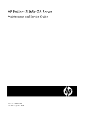 HP ProLiant SL165z HP ProLiant SL165z G6 Server Maintenance and Service Guide