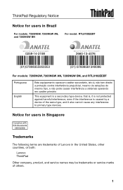 Lenovo ThinkPad T450s (APLA) Regulatory Notice - ThinkPad