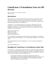 HP Tc4100 UnitedLinux 1.0 Installation Notes for HP Servers