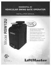 LiftMaster RSW12U Manual