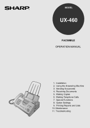 Sharp UX 460 UX-460 Operation Manual