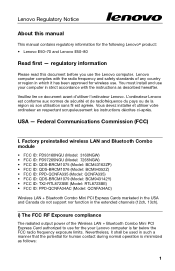 Lenovo E50-70 Laptop (US/CA) Regulatory Notice - Lenovo E50-70