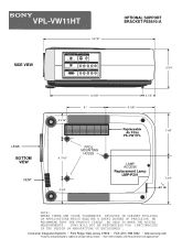 Sony VPL-VW11HT Dimensions Diagrams (left side & bottom view)