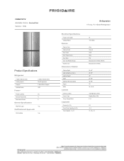 Frigidaire FFBN1721TV Product Specifications Sheet