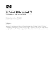 HP ProBook 5000 HP ProBook 5310m Notebook PC - Maintenance and Service Guide