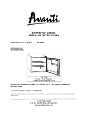 Avanti AR17T1B Instruction Manual