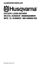 Husqvarna HU800AWDH Parts List