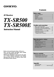 Onkyo TX-SR400 User Manual English