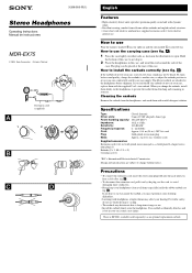 Sony MDR-EX75 Operating Instructions