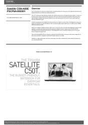 Toshiba Satellite C50 PSCF6A-00E001 Detailed Specs for Satellite C50 PSCF6A-00E001 AU/NZ; English
