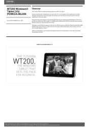 Toshiba WT200 PDW03A-00L006 Detailed Specs for Tablet WT200 PDW03A-00L006 AU/NZ; English