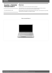 Toshiba Satellite L750 PSK36A-050011 Detailed Specs for Satellite L750 PSK36A-050011 AU/NZ; English