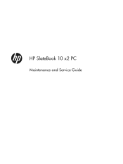 HP SlateBook x2 HP SlateBook 10 x2 PC Maintenance and Service Guide