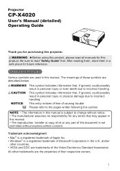 Hitachi CP-X4020 User Manual