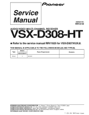 Pioneer VSX-D308 Service Manual