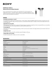 Sony MDR-EX110AP Marketing Specifications (Blue)