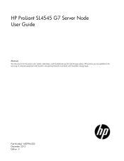 HP ProLiant SL4545 HP ProLiant SL4545 G7 Server Node User Guide
