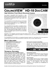 Vaddio CeilingVIEW HD-18 DocCAM with Quick-Connect Short Range SR CeilingVIEW HD-18 DocCam Tech Spec
