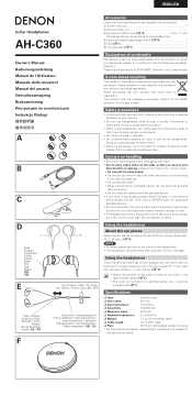 Denon AH-C360 Owners Manual - English