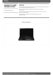 Toshiba C650 PSC09A-01V021 Detailed Specs for Satellite Pro C650 PSC09A-01V021 AU/NZ; English
