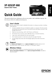 Epson XP-820 Quick Guide and Warranty