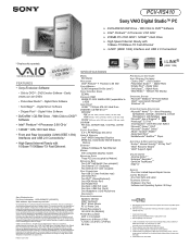 Sony PCV-RS410 Marketing Specifications