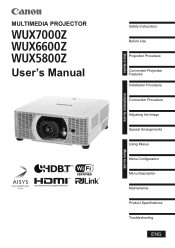 Canon REALiS LCOS WUX5800Z WUX7000Z WUX6600Z WUX5800Z Users Manual