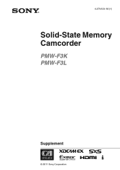 Sony PMWF3L/RGB Product Manual (PMWF3 Supplemental Operating Instructions)