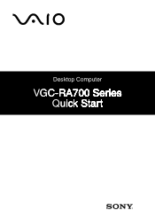 Sony VGC-RA710G Quick Start Guide