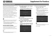 Yamaha RX-Vx71 RX-Vx71 Supplement for Pandora