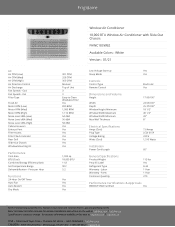 Frigidaire FHWC183WB2 Product Specifications Sheet