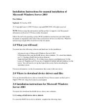 Lenovo ThinkServer TD100 Installation Instructions for Microsoft Windows Server 2003