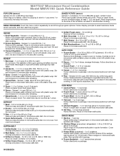 Maytag MMV6190DE Quick Reference Sheet