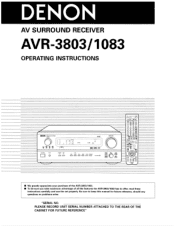 Denon AVR-3803S Operating Instructions