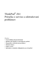 Lenovo ThinkPad Z61e (Slovakian) Service and Troubleshooting Guide