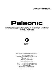 Palsonic PDP4250 Owners Manual