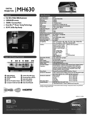 BenQ MH630 MH630 Data Sheet