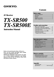 Onkyo TX-SR500 Instruction Manual