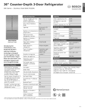 Bosch B36CT81ENS Product Specification Sheet